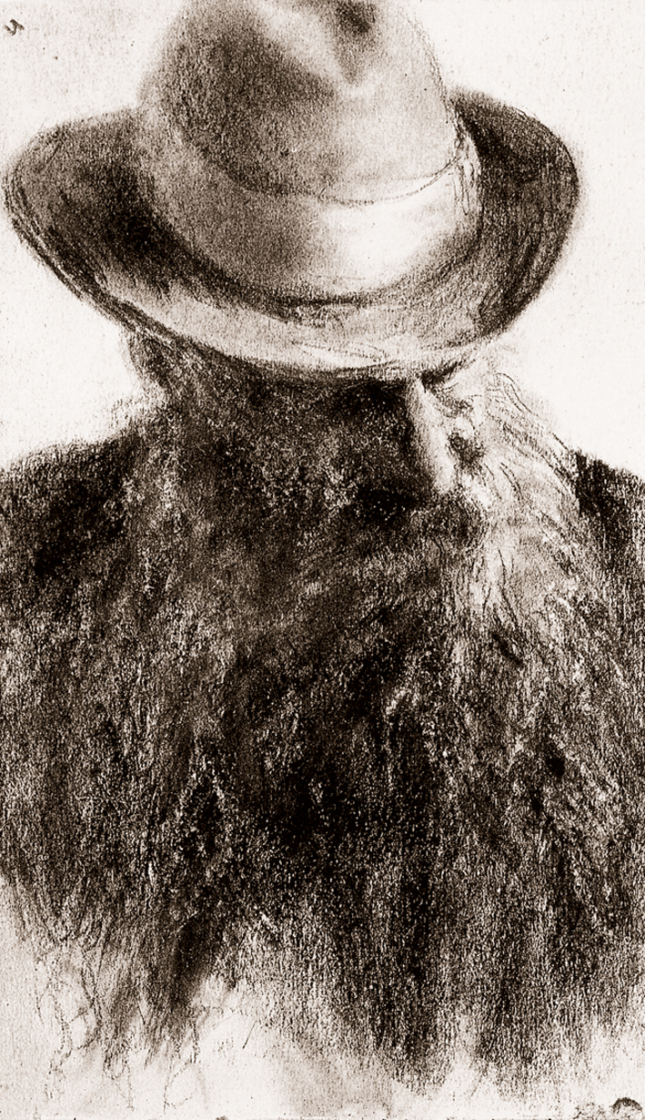  Adolpyh Von Menzel —— 戴帽子有胡须的男人